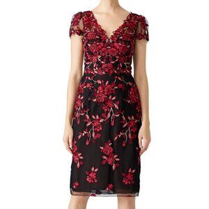 Marhesa Notte Red Floral Embroidered Sheath Dress